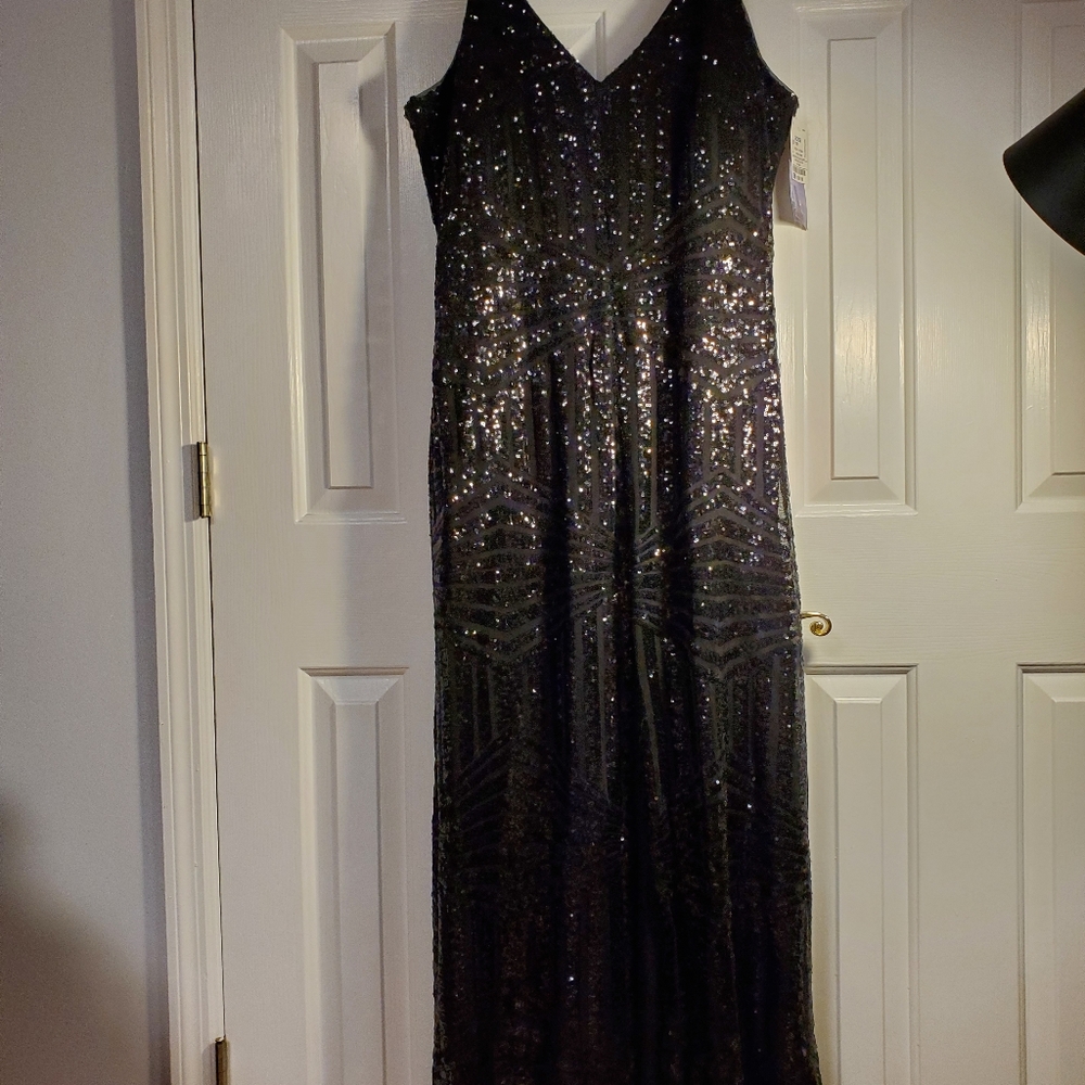 NEW Black Sequin Gala Dress, Size 18W